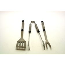 Grillbesteck 3 tlg sort. Edelstahl